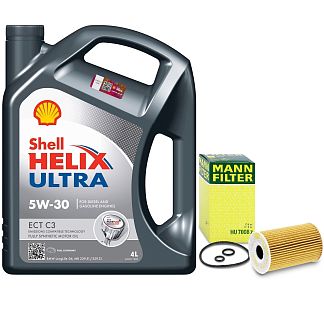 Масло синтетическое 4л 5W-30 Helix Ultra ECT C3 + фильтр Mann-Filter на VW Touran 1.6 TDI SHELL