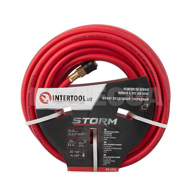 Шланг воздушный 20м 8х15мм 20 бар армированный гибридный STORM Intertool (PT-1772)
