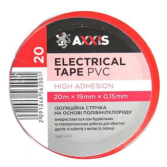 Изолента 20м х 19мм красная AXXIS
