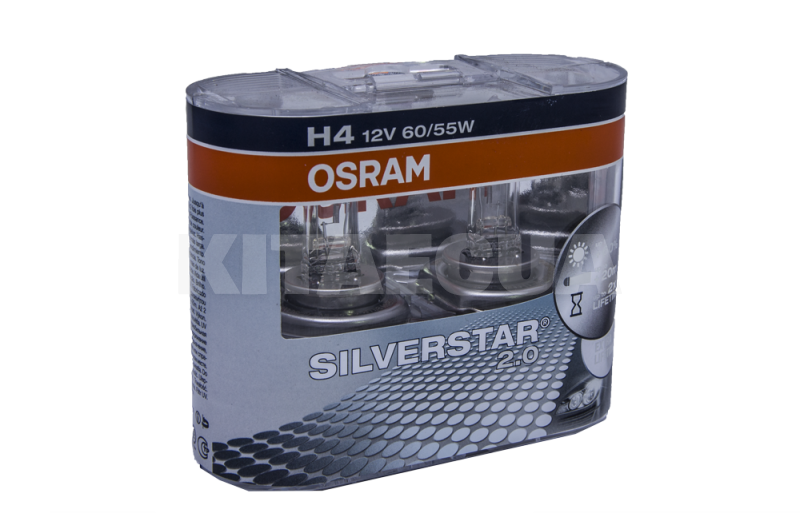 Галогенные лампы Н4 60/55W 12V Silverstar +60% комплект Osram (OSR64193SV2DUO) - 2