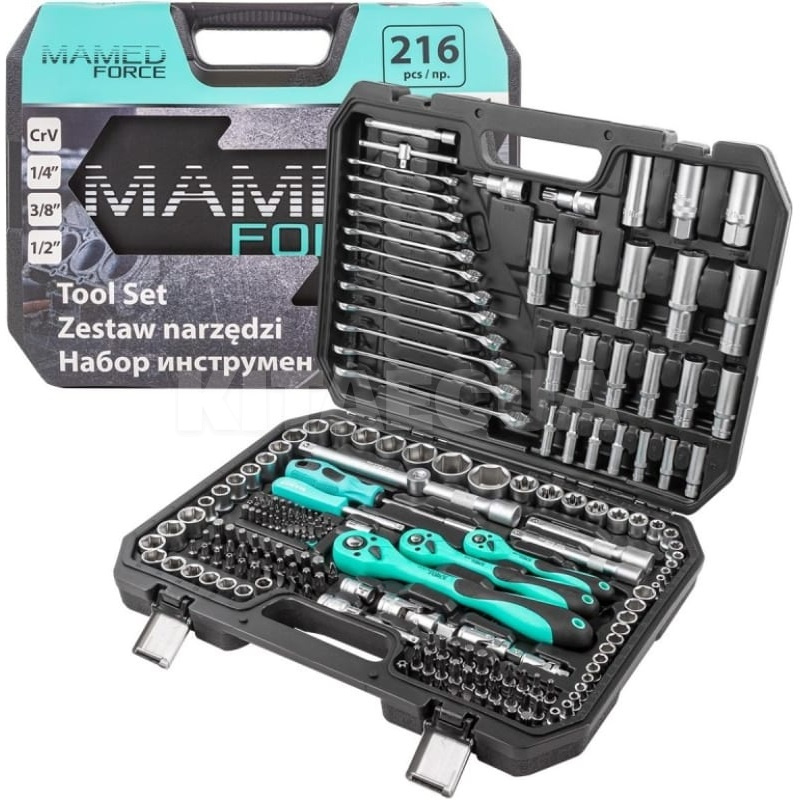 Набор инструментов 1/2" 1/4" 3/8" 216 предметов Mamedforce (54274)