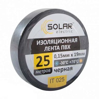 Ізолента 25м х 19мм чорна Solar