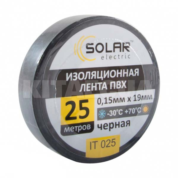 Ізолента 25м х 19мм чорна Solar (IT025)