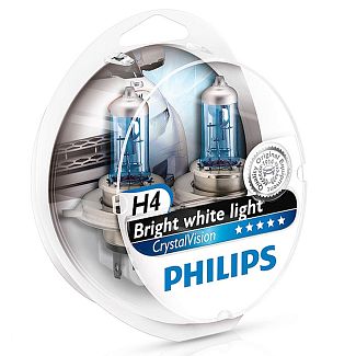 Галогенні лампи H4 60/55W 12V Crystal Vision комплект PHILIPS