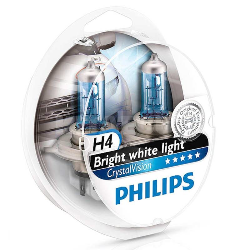 Галогенні лампи H4 60/55W 12V Crystal Vision комплект PHILIPS (12342 CV SM)