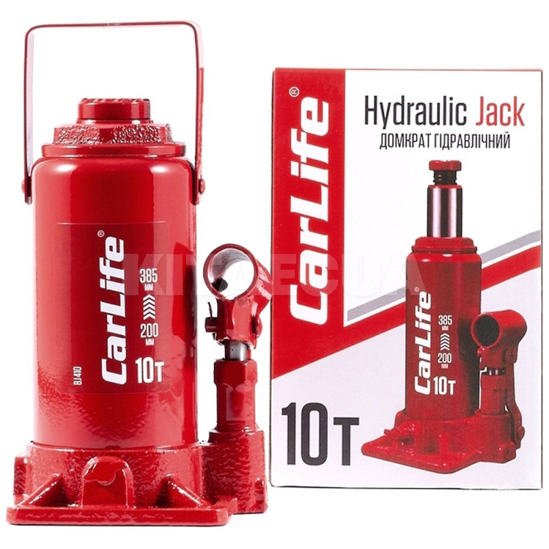 Домкрат гидравлический бутылочный 10т (200мм-385мм) CARLIFE (BJ410) - 2