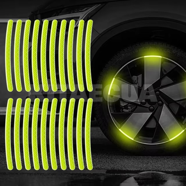 Смуга світловідбивна на маточину колеса зелена (20шт.) (20Pcs-Reflective-Strips-Green) - 2