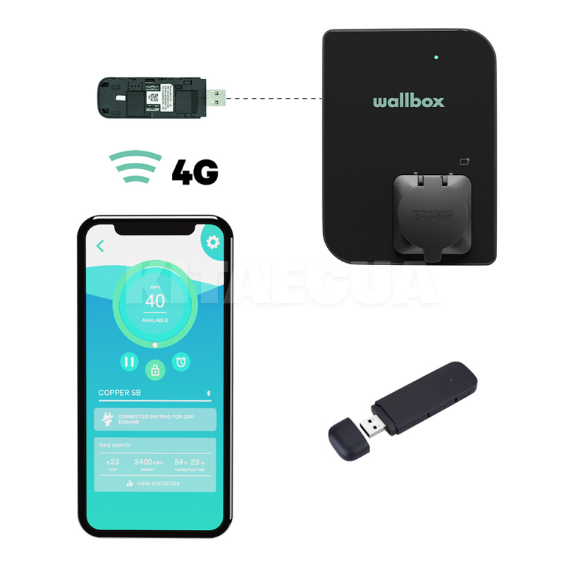 Зарядка для электромобиля Type 2 22 кВт 32А 3-фази Copper SB черная Wallbox (CPB1-S-2-4-8-002-B) - 2