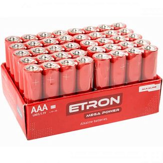 Батарейка циліндрична лужна AAA 1,5 в 40 шт. в коробці Mega Power ETRON