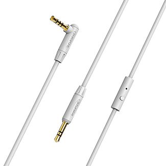 Кабель mini Jack 3.5 mm - mini Jack 3.5 mm 1м белый угловой с микрофоном BOROFONE
