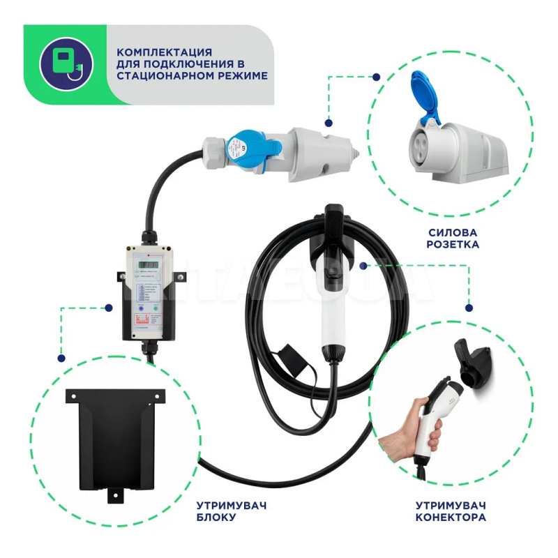 Зарядка для электромобиля Type 1 7.4 кВт 32А 1-фаза PRO+ UACHARGER (CHC-PR120711HL-21-6) - 5