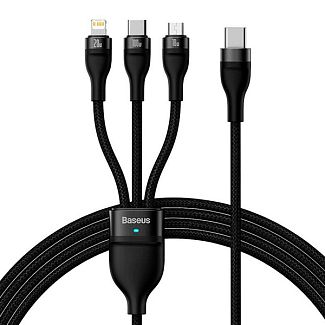 Кабель 3в1 Type-C - Lightning/microUSB/Type-C 100W 1.5м черный BASEUS