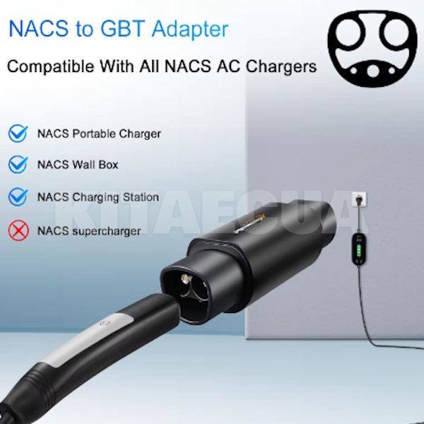 Перехідник Guwieyg 7.4 кВт 32А 1-фаза Type Tesla (станція) - GB/T AC (китайське авто) GUWIEYG (P-TSGBT) - 3