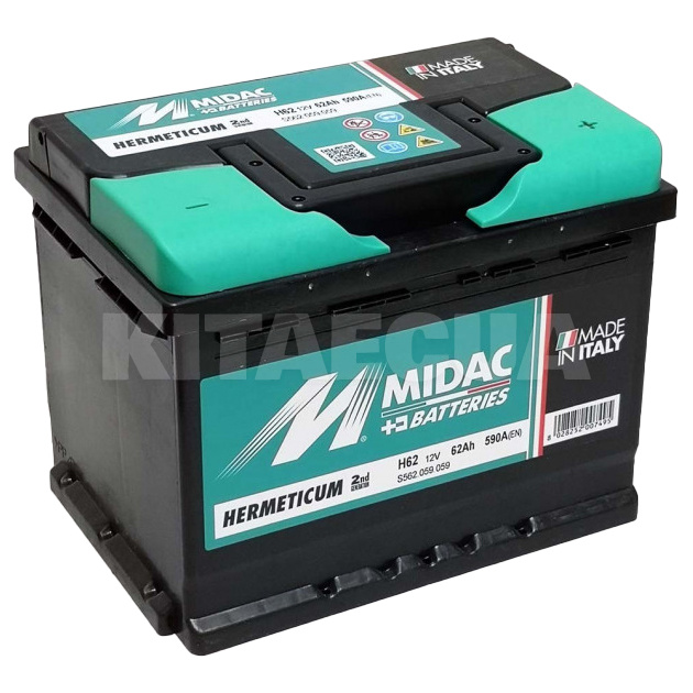 Аккумулятор 62Ач Euro (T1) 242x175x190 с обратной полярностью MIDAC (S562.059.057)