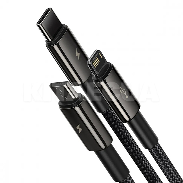 Кабель USB microUSB/Lightning/Type-C 3.5А Tungsten Gold 3-in-1 1.5м чорний BASEUS (CAMLTWJ-01) - 3
