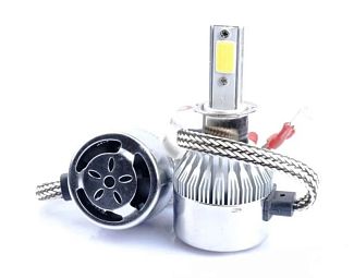 LED лампа для авто H3 12V (металл. корпус) C6 (комплект) 