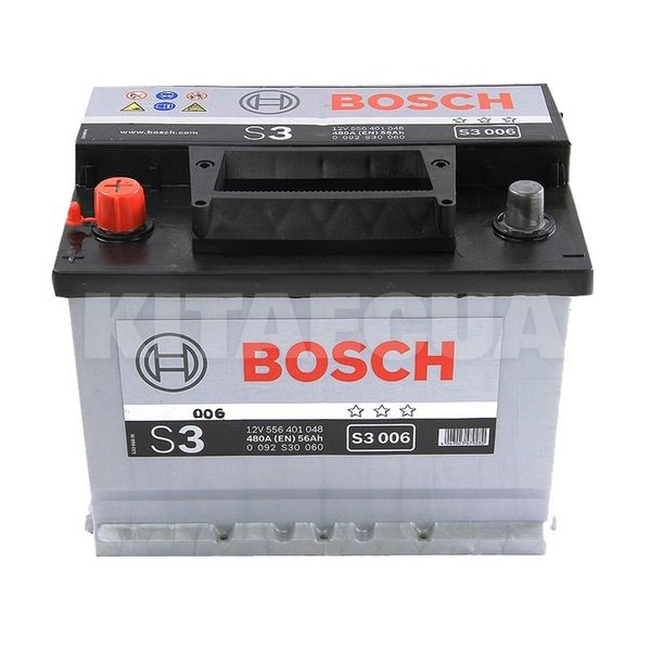 Акумулятор автомобільний 56Ач 480А "+" зліва (Уцінка) 1 сорт BOSCH (0092S30060)