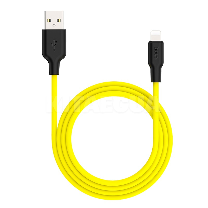 Кабель USB Lightning 2.4A X21 Plus 1м чорний/жовтий HOCO (6931474711847) - 2