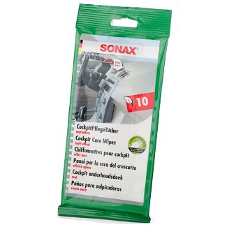 Влажные салфетки для авто 10шт матовые для пластика Sonax