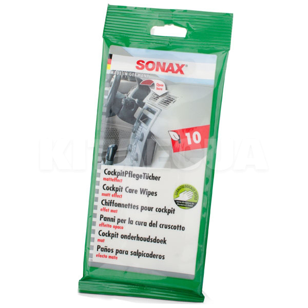 Влажные салфетки для авто 10шт матовые для пластика Sonax (415800)