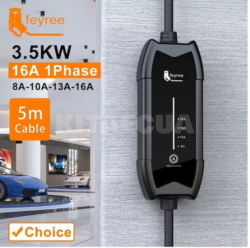 Зарядка для электромобиля 3.7 кВт 16А 1-фаза Type 2 (европейское авто) Flying Cat FEYREE (FY3.5-16-1PH-TP2-F7-C5)