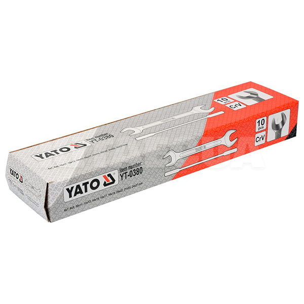 Набор рожковых ключей 6-27мм Cr-V DIN3110 10 предметов YATO (YT-0380) - 2