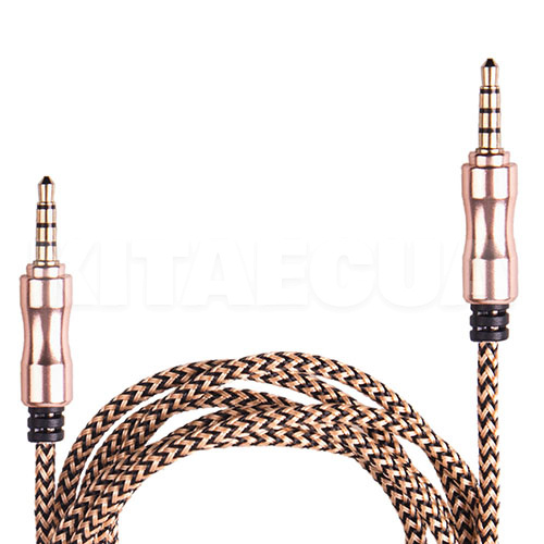 Кабель mini Jack 3.5 mm - mini Jack 3.5 mm 1.5м 3.5 ммA золото VITOL (AUX Gd/Bk)