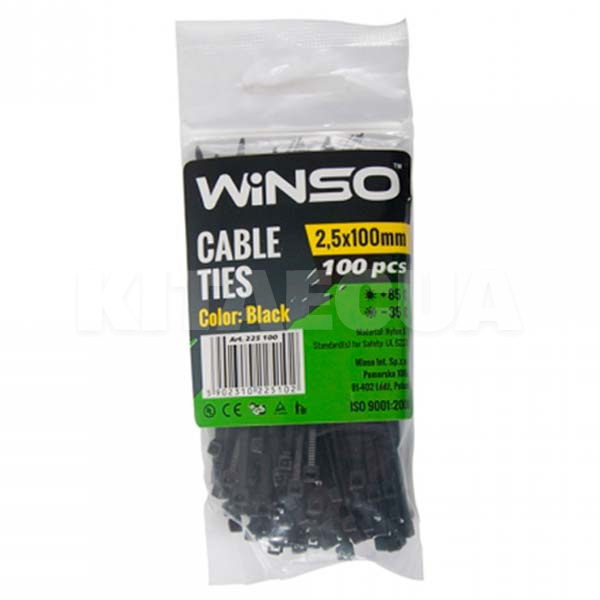 Стяжки чорні пластикові 100 х 2.5 мм 100 шт. Winso (225100)