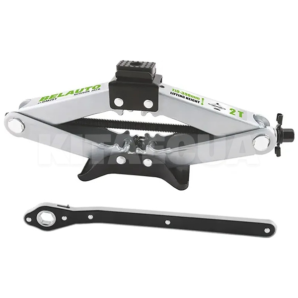 Домкрат механічний ромбоподібний до 2т (120мм-413мм) з гумовою накладкою з тріскачкою BELAUTO (DM20T)