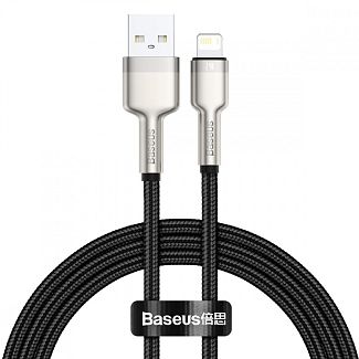 Кабель USB Lightning 2.4A Cafule Metal Lightning 1м чорний BASEUS