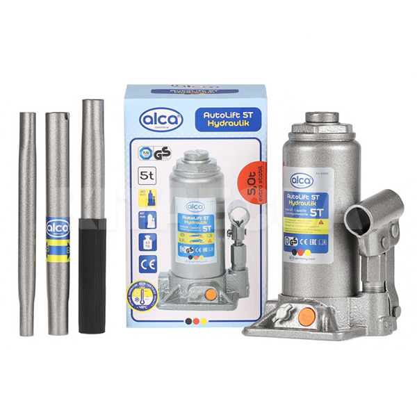 Домкрат гидравлический бутылочный до 5т (197мм-382мм) телескопический 432 100 AL ALCA (104843)