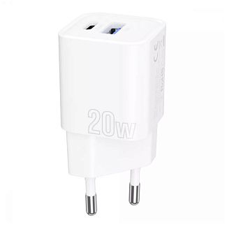 Зарядное устройство 20W Type-C+USB Silicone Power белое PROOVE