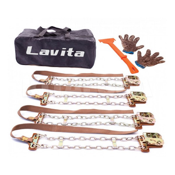 Колесные цепи-браслеты против скольжения для шины 165-215 мм 4-сегмента (комплект) LAVITA (LA 165215)
