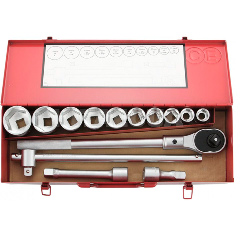 Набір торцевих 6-гранних головок 14 предметів 22-50 мм 3/4" FORCE (FOR 6141-5)