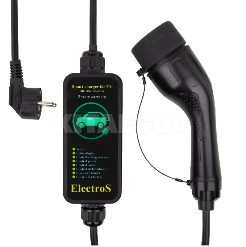 Зарядка для электромобиля 3.5 кВт 16A 1-фаза Type 2 (европейское авто) ElectroS (3.5T2WIFI)