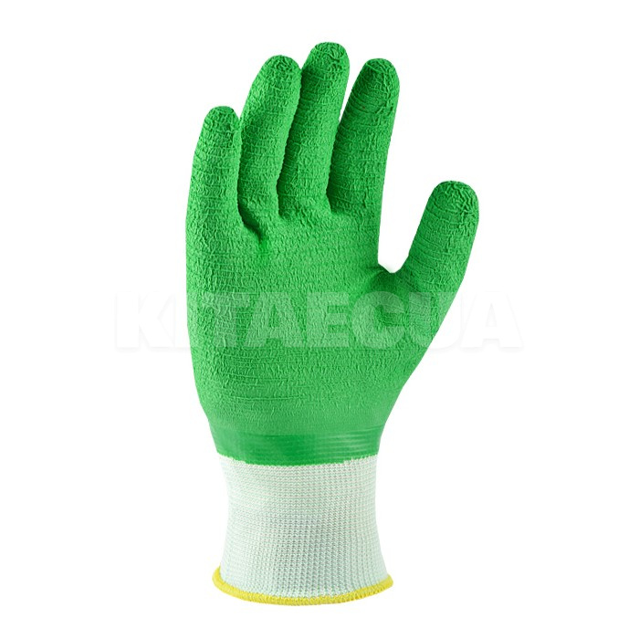 Перчатки рабочие антискользящие трикотажные с латексным покрытием зеленые XL Extragrab DOLONI (4526) - 2