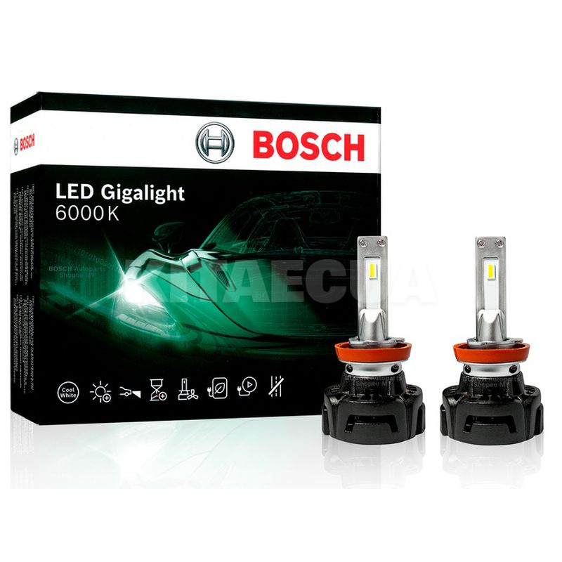 LED лампа для авто Gigalight H8 (H11) 30W 6000K (комплект) Bosch (1987301558)