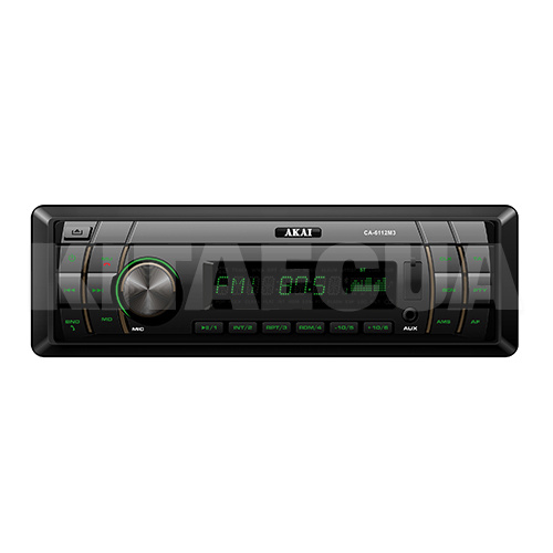 Автомагнитола 1DIN >60дБ монохромный дисплей съёмная панель с зеленой подсветкой AKAI (CA-6112 М3)