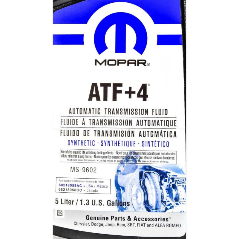 Олія трансмісійна синтетична 5л ATF+4 Mopar (68218058AC) - 2