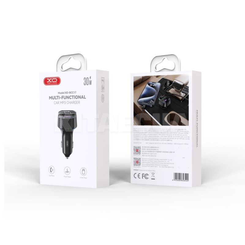 автомобільний зарядний пристрій USB+Type-C 5В 1А PD30W XO (XO-BCC17) - 4