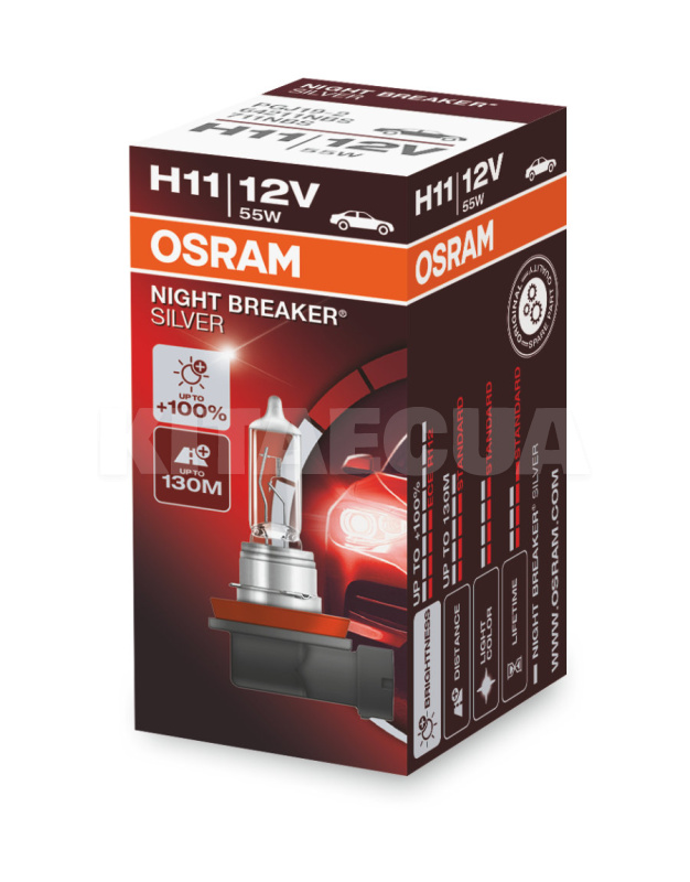 Галогенная лампа H11 55W 12V Night Breaker +100% Osram (OS 64211NBS)