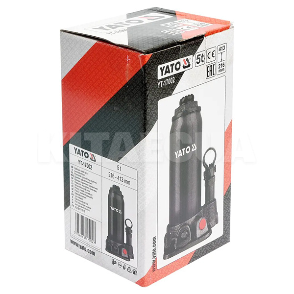 Домкрат гідравлічний пляшковий 5т (216мм-413мм) YATO (YT-17002) - 2