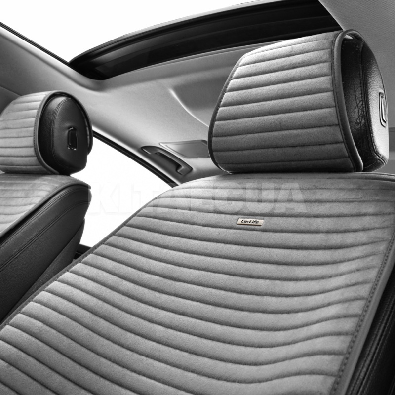 Накидки на сиденья серые с подголовником Sport CARLIFE (SC10204) - 4