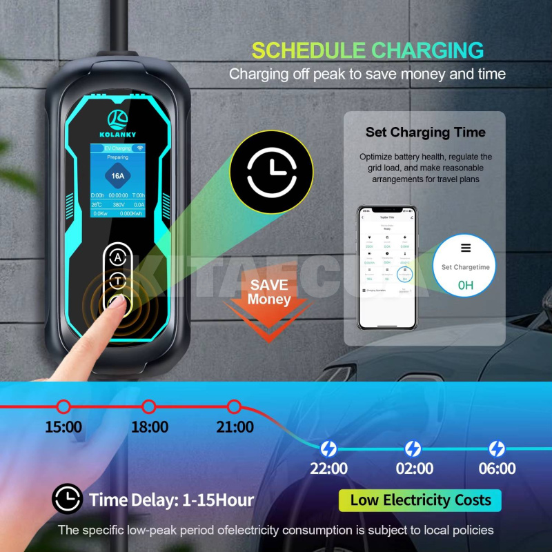 Зарядка Tesla 3 11 кВт 16A 3-фази Type 2 (європейське авто) Wi-Fi KOLANKY (KO11-16-3PH-TP2-APP) - 7