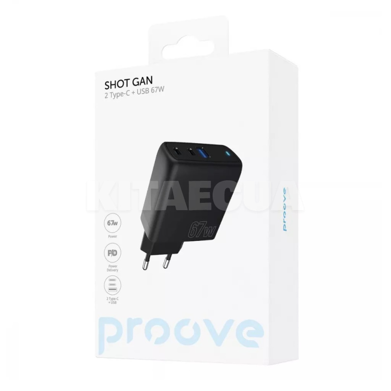 Зарядное устройство 67W 2Type-C+USB Shot GaN черное PROOVE (491860001) - 3