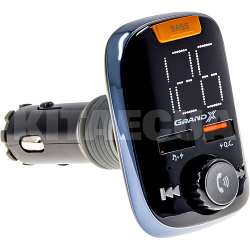 ФМ модулятор Bluetooth, 2USB 3.0+1А, Hands Free Grand-X (97GRX)