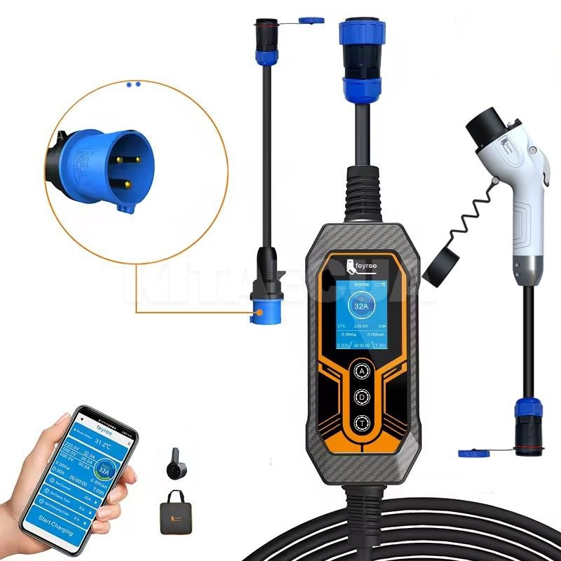 Зарядка для электромобиля GB/T AC 7.0 кВт 32A 1-фаза Wi-Fi Lion King Replaceable Version (один доп. FEYREE (FY7-32-1PH-GB/T-K8-CUS)