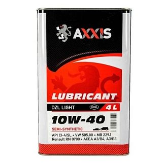 Масло моторное DZL Light 4л 10W-40 полусинтетическое AXXIS