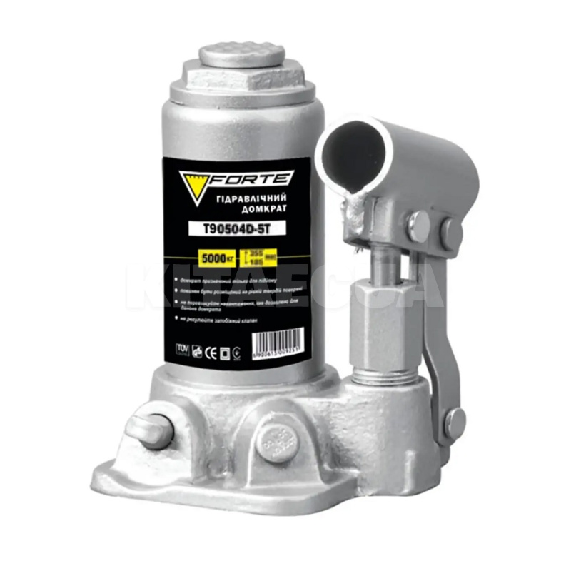 Домкрат гидравлический бутылочный до 5т (185-355мм) FORTE (38614)