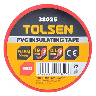 Изолента 9.2м х 19мм красная TOLSEN